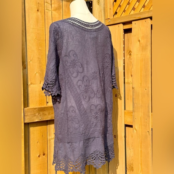 🆕 FARM Rio 🧿 NWOT Navy Blue Crochet Tunic Dress, Sz M - Picture 11 of 16